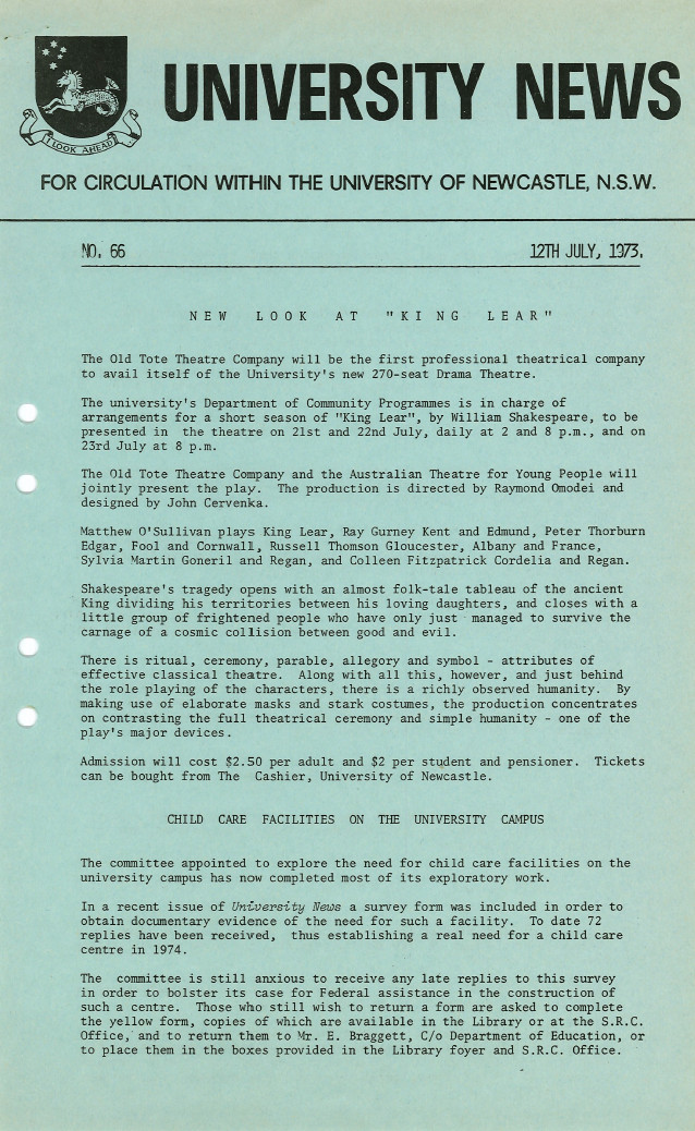 University News, The University of Newcastle, No. 66, 12 July 1973