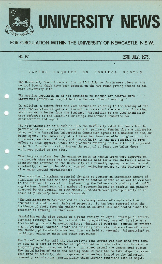 University News, The University of Newcastle, No. 67, 26 July 1973